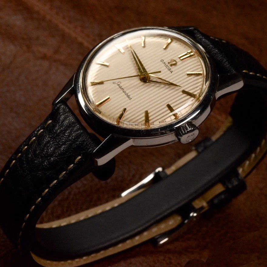 A vintage Omega Seamaster photographed in the shop