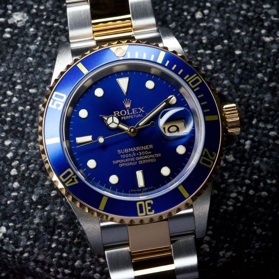 Two-tone Rolex Submariner with blue dial