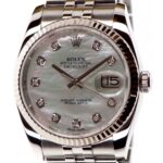 Rolex Date just 36mm 18k White Gold/Steel Mother of Peal Diamond Dial — photo 1
