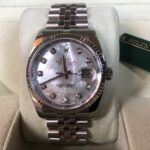 Rolex Date just 36mm 18k White Gold/Steel Mother of Peal Diamond Dial — photo 11