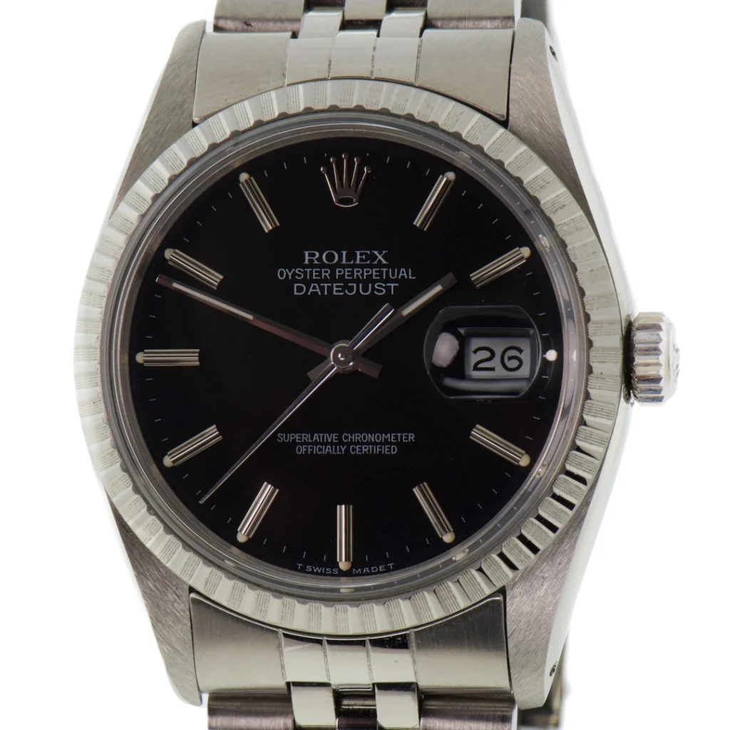 Rolex Date Just 36mm Engine Turned Bezel 36mm 1980's Full Set