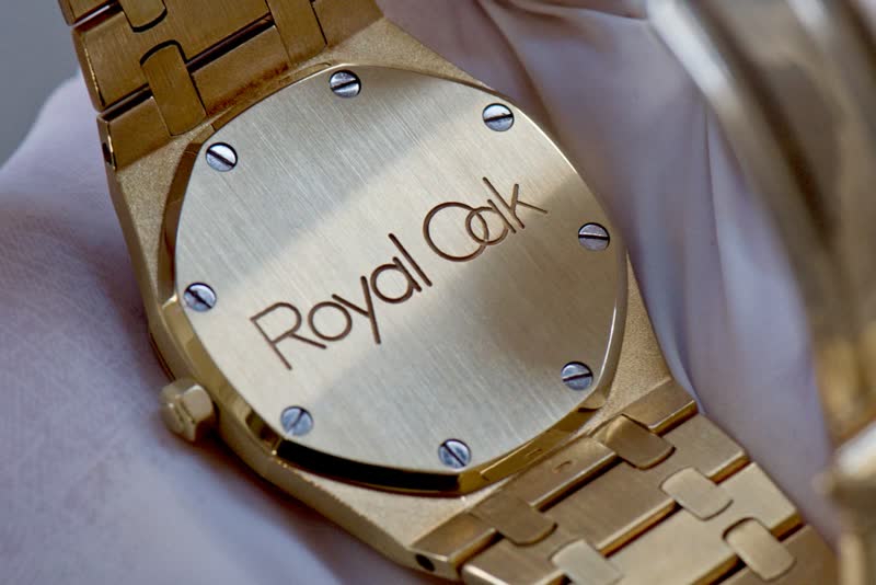 Gold Audemars Piguet Royal Oak caseback after restoration