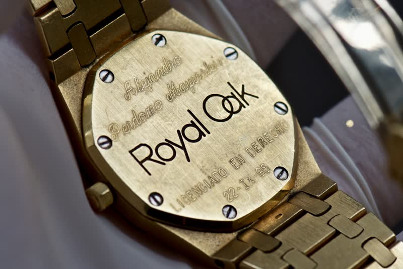 Gold Audemars Piguet Royal Oak caseback before restoration