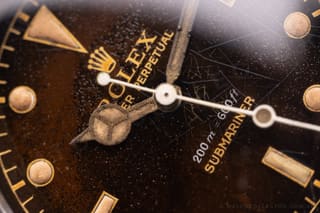 Tropical Submariner dial macro, untouched patina