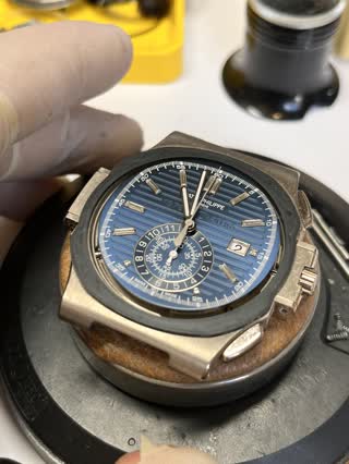 Patek Nautilus Anniversary mid de-casing at the workshop